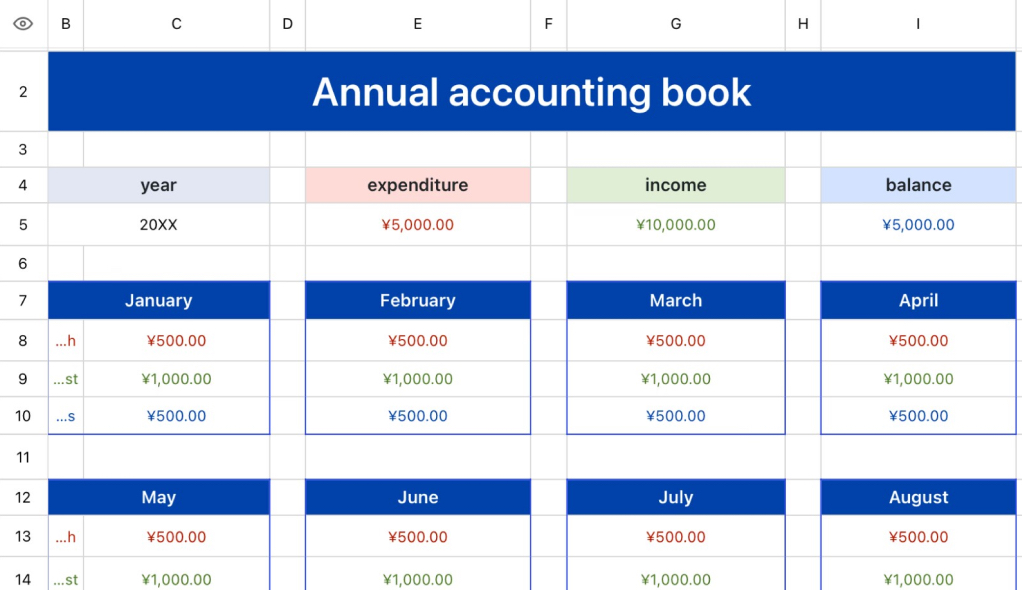 Annual accounting book